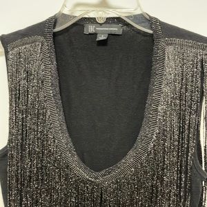 NWT INC Metalic Fringe Sleeveless Sweater